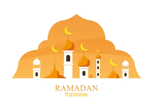 Edificio moschea Ramadan Kareem in cornice — Vettoriale Stock