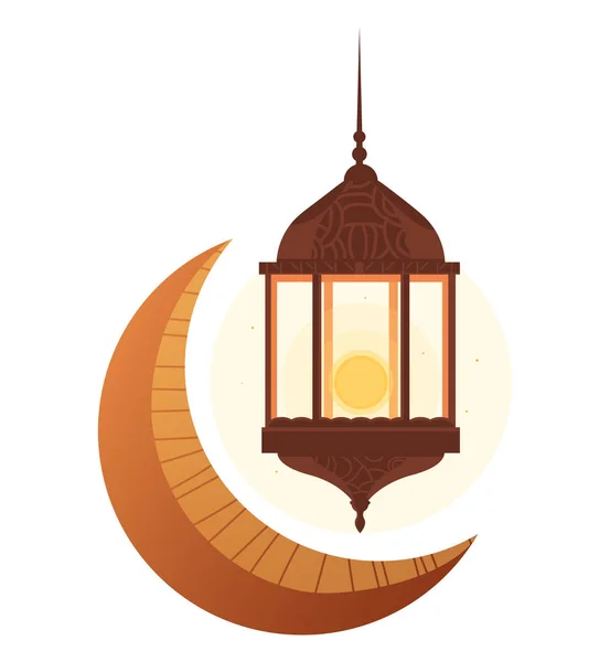 Lampe ramadan kareem avec pendaison de lune — Image vectorielle