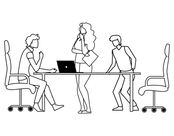 Affärsfolk teamwork i kontors scenen — Stock vektor