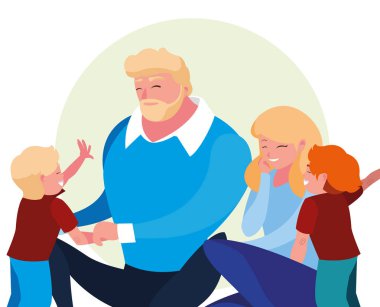 çocuk aile avatar karakteri ile ebeveynler