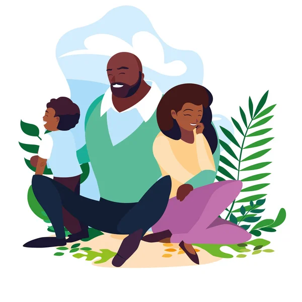 Rodiče s rodinou na scéně přírodní — Stockový vektor