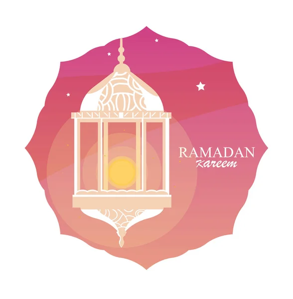 Lampada ramadan kareem appesa in cornice — Vettoriale Stock