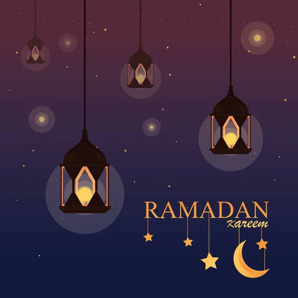 Lampes ramadan kareem suspendues traditionnelles — Image vectorielle