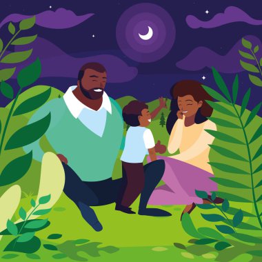 gece manzara oğlu aile ile anne