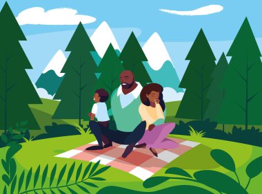 manzara doğal oğlu aile ile afro anne