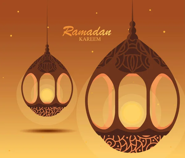 Lampes ramadan kareem suspendues traditionnelles — Image vectorielle