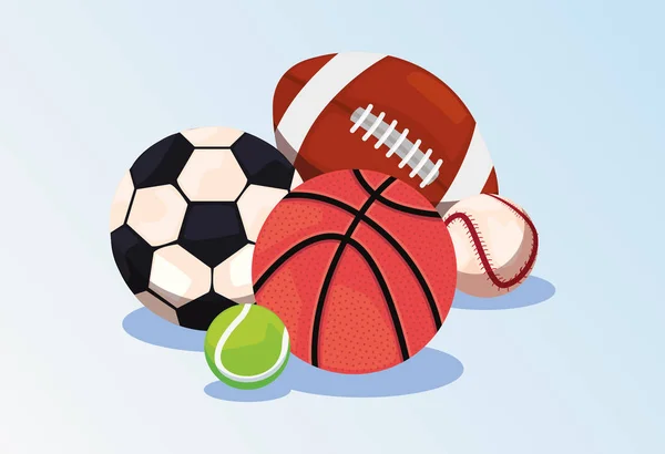 Equipo de pelotas deportivas — Vector de stock