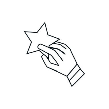 sevimli yıldız izole simgesi ile el