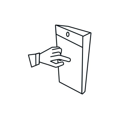 Smartphone aygıtı izole simgesi ile el