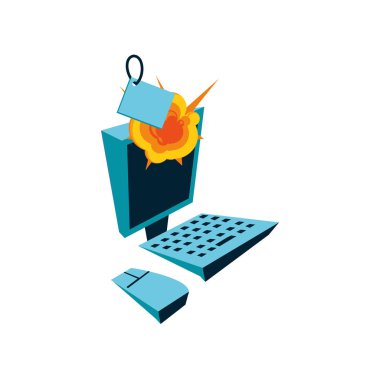 etiket ticari ve patlama ile masaüstü bilgisayar