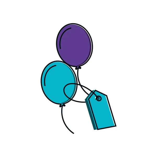 Balões de hélio com etiqueta ícone isolado comercial — Vetor de Stock