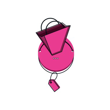 çanta alışveriş izole simgesi ile etiket ticari