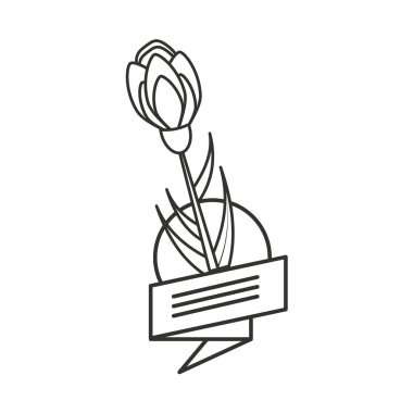 şerit izole simgesi ile doğal çiçek