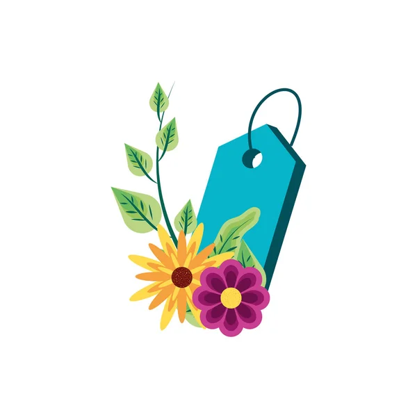 Fleurs naturelles avec tag commercial — Image vectorielle