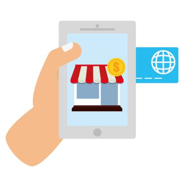 depolama binası ve kredi kartı ile akıllı telefon cihazı