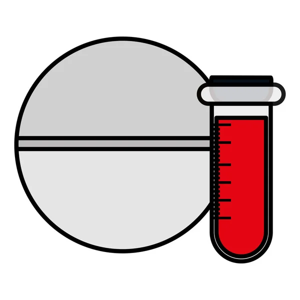 Test de tube médical avec pilule — Image vectorielle