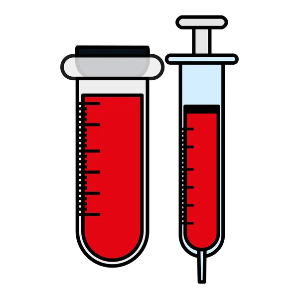Test en tube médical avec injection — Image vectorielle