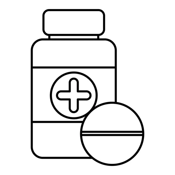 Medicamentos botella con píldora médica — Vector de stock