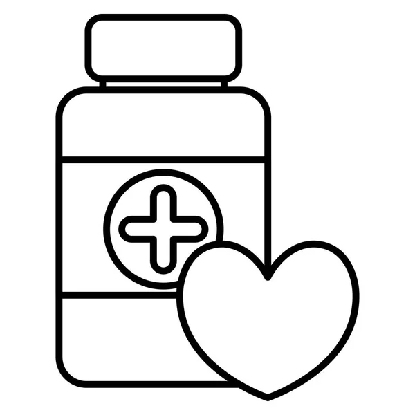 Medicamentos frasco con corazón cardio — Archivo Imágenes Vectoriales