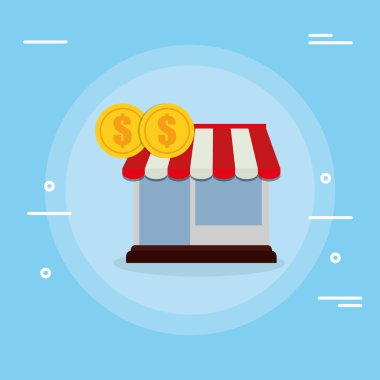 sikke para ile mağaza cephe binası