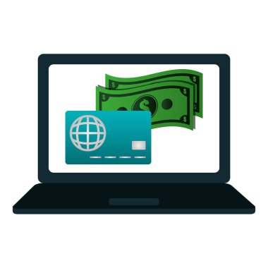 kredi kartı ve faturaları ile dizüstü bilgisayar