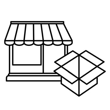 karton kutu ile mağaza cephe binası