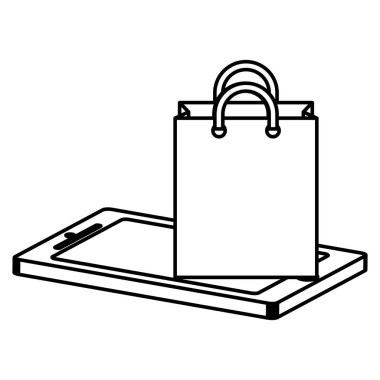 Alışveriş çantalı akıllı telefon aygıtı