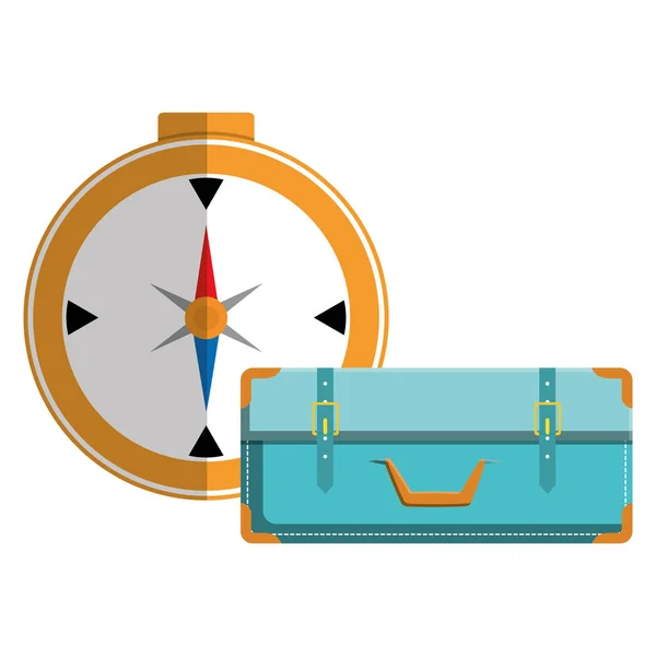 Suitcase travel with compass guide — Stock Vector