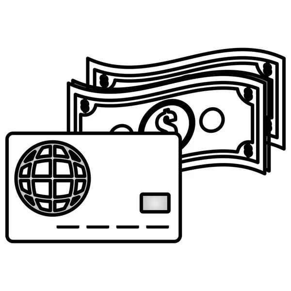 Carta di credito con banconote — Vettoriale Stock
