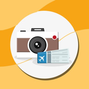 uçak bileti ile kamera fotoğraf