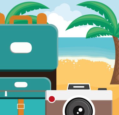Bavul seyahat ile fotoğraf makinesi fotoğraf