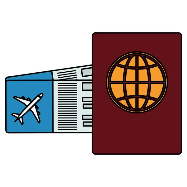 Passport document with tickets flight — Stock Vector