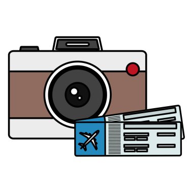 uçak bileti ile kamera fotoğraf