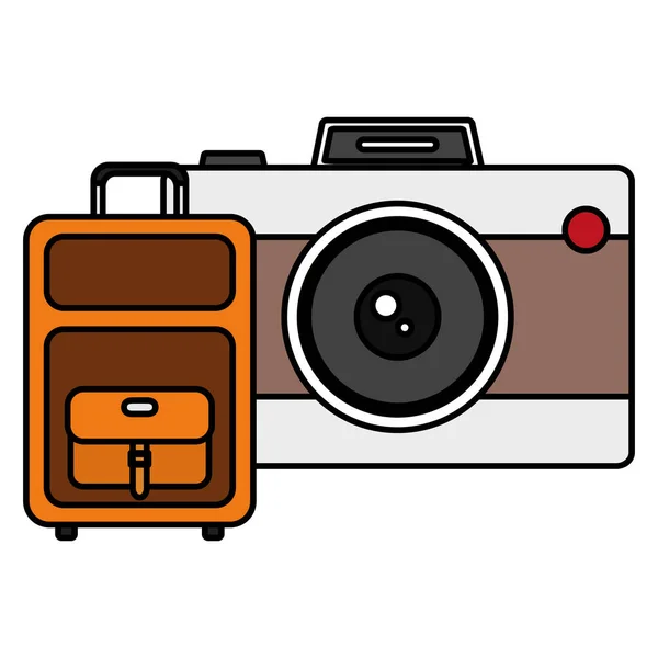 Koffer reizen met fotografische camera — Stockvector