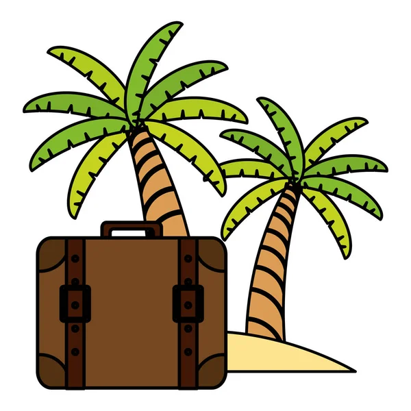 Чемодан с пальмами — стоковый вектор