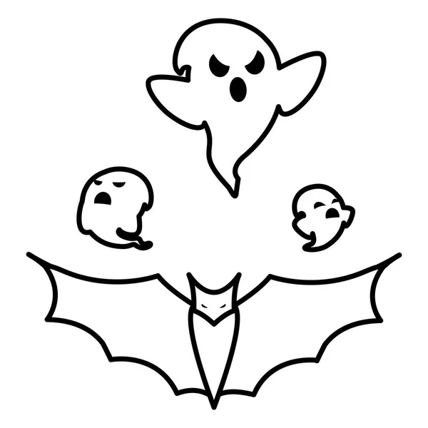 Feliz halloween fantasmas y murciélago volando — Archivo Imágenes Vectoriales
