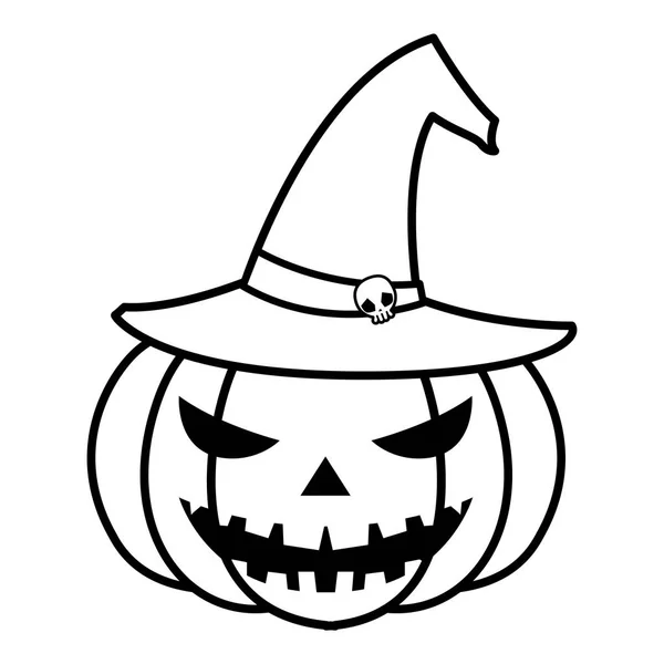 Calabaza de halloween feliz con sombrero de bruja — Archivo Imágenes Vectoriales