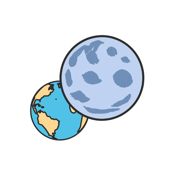 Planeta Ziemia z księżyca na białym tle ikona — Wektor stockowy