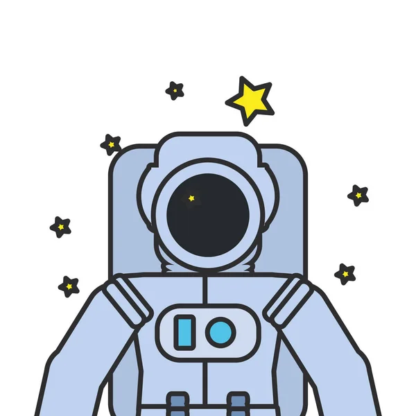 Astronaut suit with set of stars isolated icon — Stock Vector