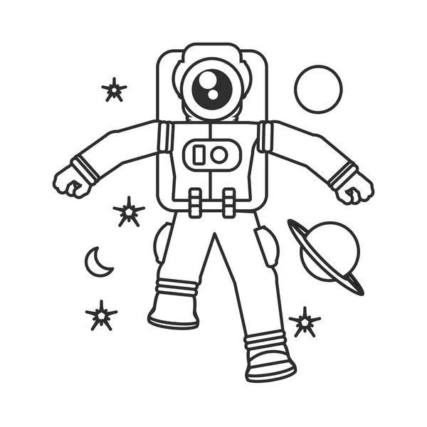 Astronautenanzug mit aufgesetzten Ikonen — Stockvektor
