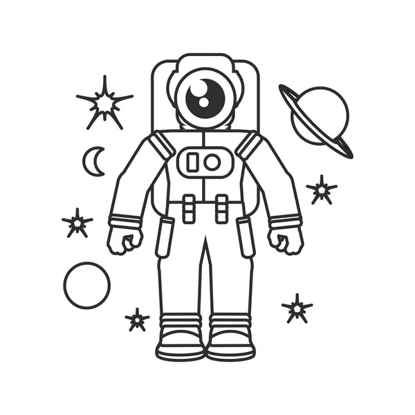設定アイコン付きの宇宙飛行士スーツ — ストックベクタ