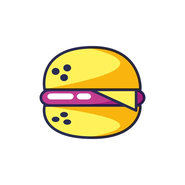 Hamburger fast food icône isolée — Image vectorielle