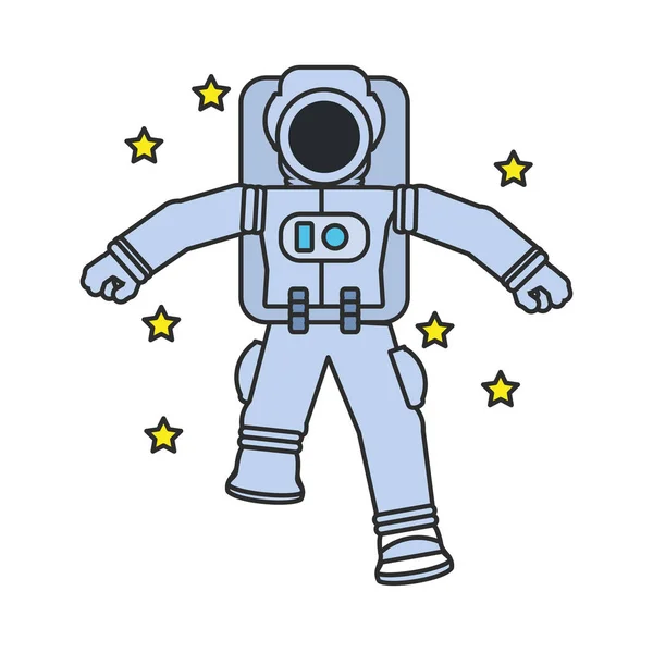 Traje de astronauta andando com conjunto de estrelas — Vetor de Stock