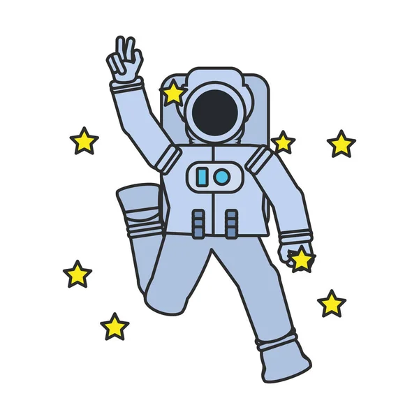 Αστροναύτης κοστούμι βόλτα με το σύνολο των αστεριών — Διανυσματικό Αρχείο