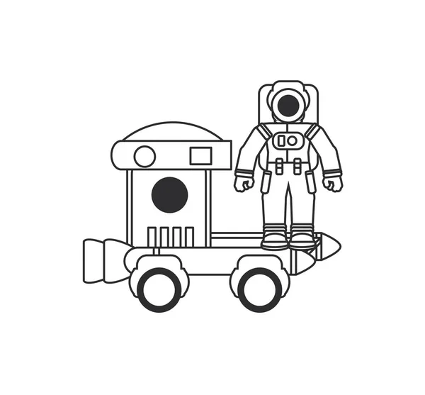 Weltraumforscher-Auto mit Astronautenanzug — Stockvektor