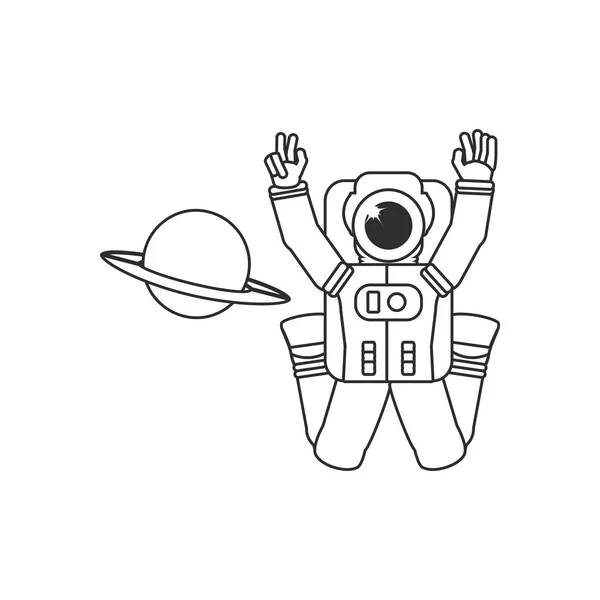Astronaut pak met planeet Saturnus — Stockvector