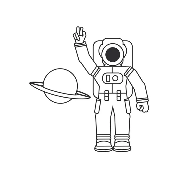 宇航员西装与行星土星 — 图库矢量图片