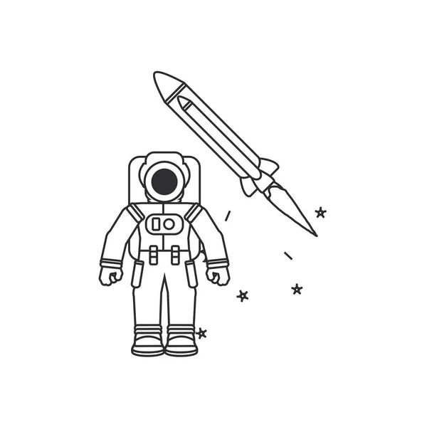 Astronautenanzug mit Raketensymbol — Stockvektor