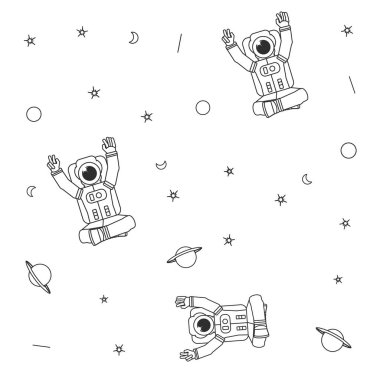 gezegen satürn ve yıldız ile astronotlar uygun desen