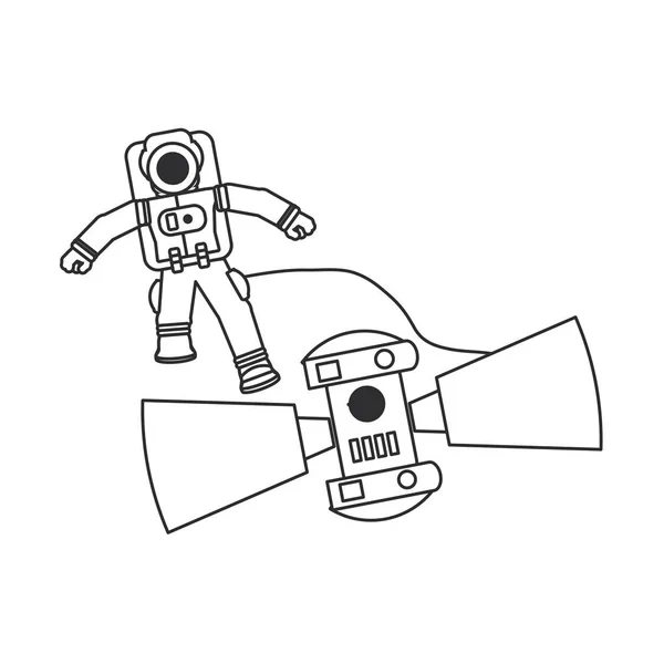衛星分離アイコンを持つ宇宙飛行士のスーツ — ストックベクタ